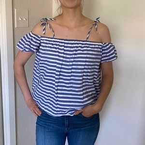 MILLY Minis Eden off the shoulder stripe top